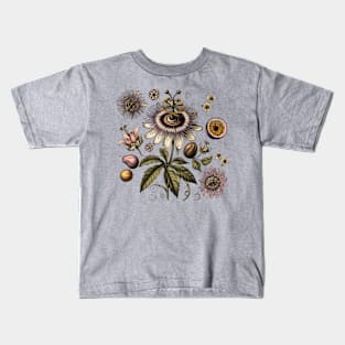 Vintage Passionflower Botanical Life circle Kids T-Shirt